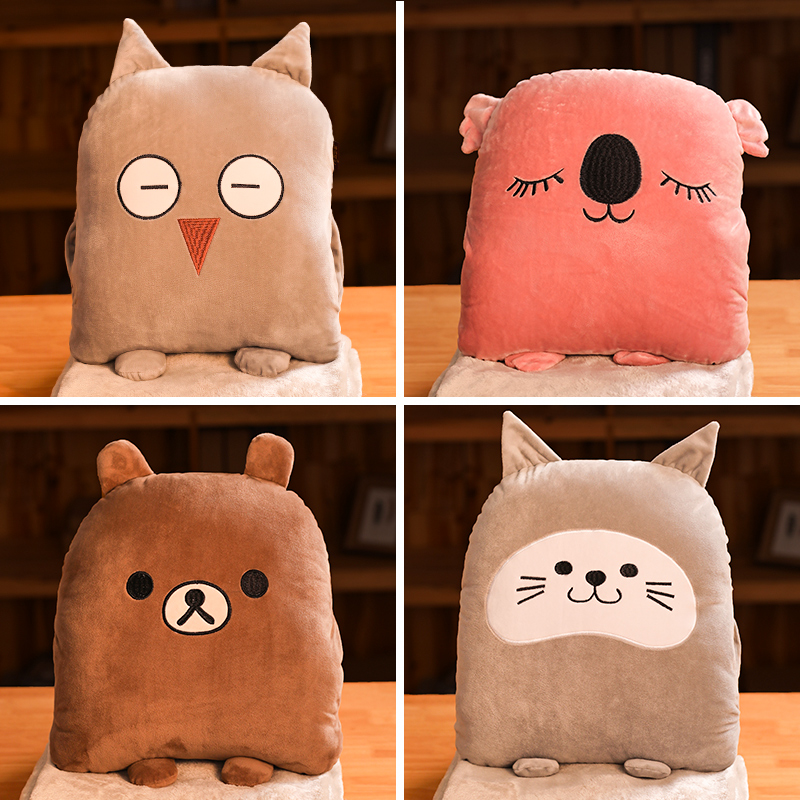 Office Nap Blanket Winter Warm hand holding pillows Dual-use Meddling Triple versatile Thickened Coral Fleece Blanket