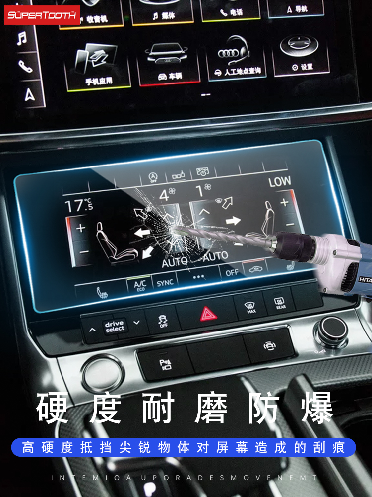 19 models Audi A6L retrofit navigation in control display screen interior Cling film New A7 instrument panel to protect the toughened film