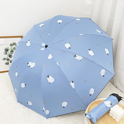 Ten-Bone Large Double Umbrella Student Cartoon Sun Umbrella Vinyl Sun Protection Sunshade Rain or Shine Manual Folding Umbrella