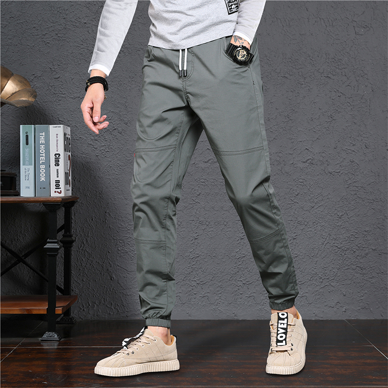 Spring men's casual pants male trend 90% long pants bunches 100 lap tooling 2022 new sports pants loose