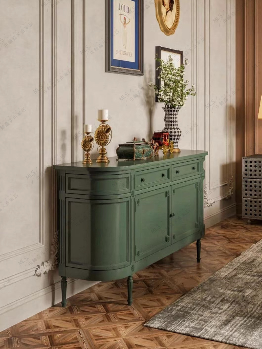 Legal Light Extravagant to the Outdoor Locker American Neoclassical Door Hall Decoration Cabinet minimalist Semicircular Arc Dining Side Cabinet Customisation-Taobao