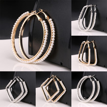 Earrings Korean temperament simple 2019 New Tide circle big earrings design sense small net red pearl earrings female