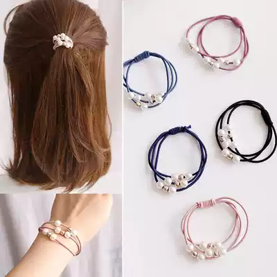 (5-20) simple temperament Joker pearl beaded Hairband Hairband multi-layer elastic rubber band Hairband hair accessories