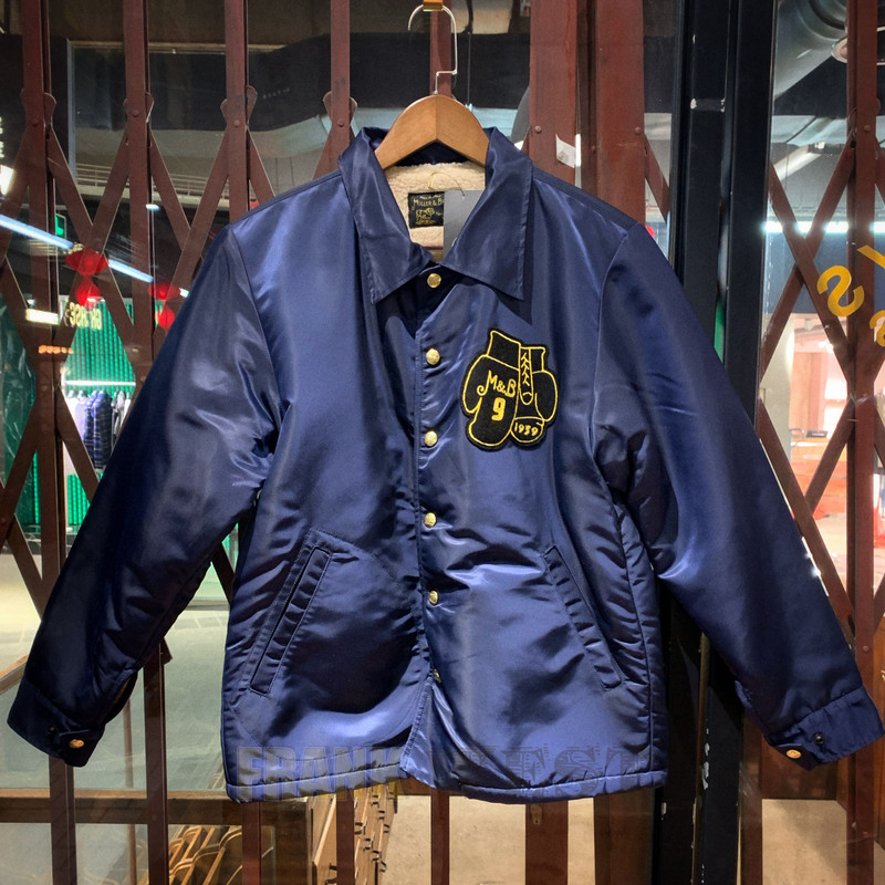 Muller & Bros American Retro Boxer Embroidered Imitation Lamb Wool Lapel Jacket