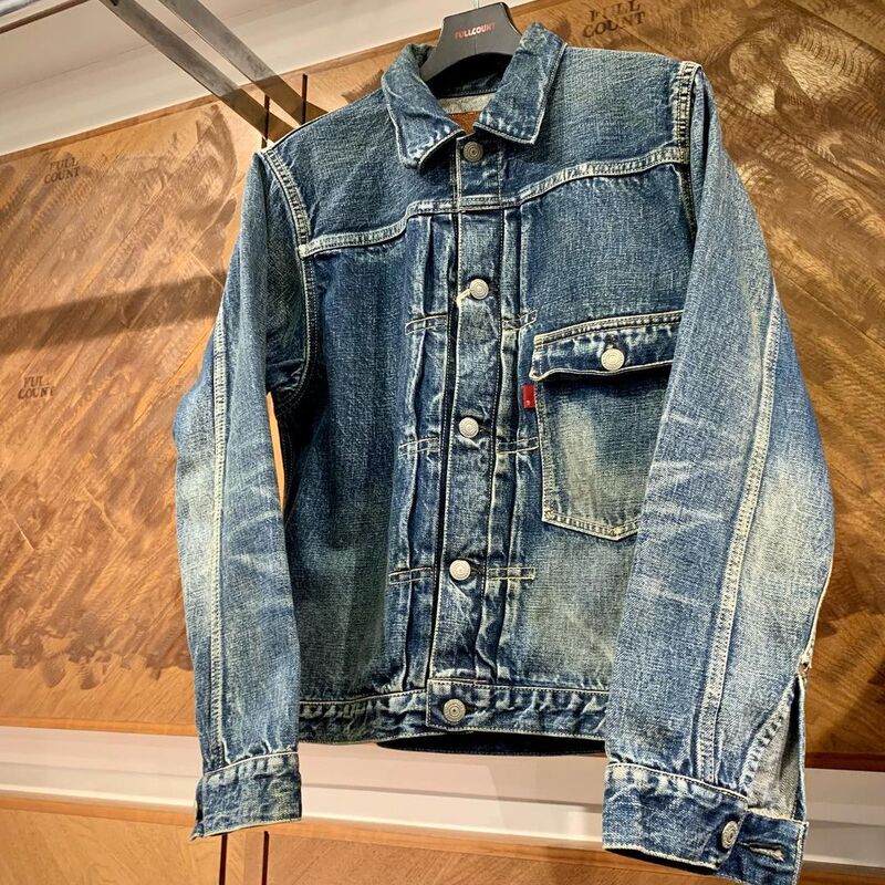 Fullcount Washed Denim 1St Generation Jacket 13.7oz Distressed Workwear Long-Sleeve Coat 2016-2107