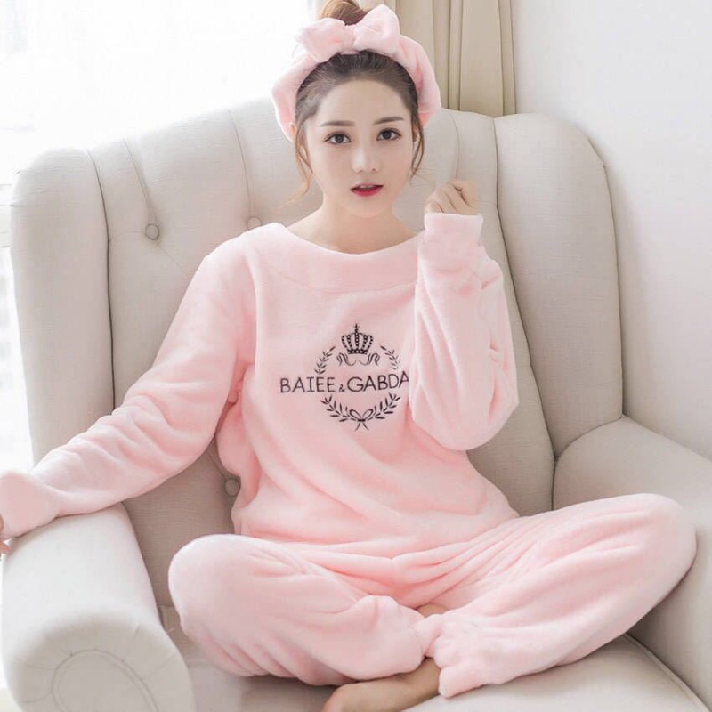 Pyjamas Winter Coral Suede Korean version Long sleeves Garde thicken Flannel Cute Autumn winter Home Suits Suit Women