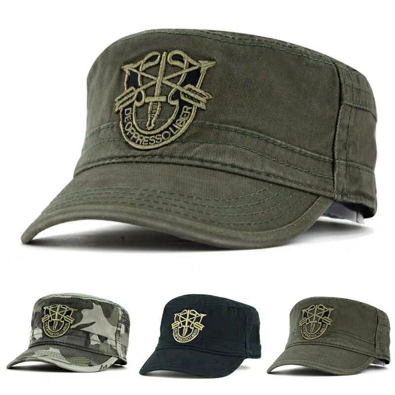 Hat men's spring and summer middle-aged and the elderly large size flat top shade outdoor sun sports hat new style green man