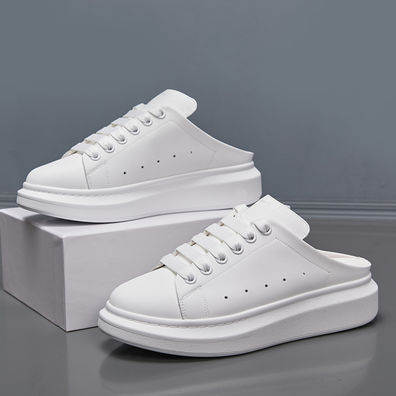 Baotou Half-Slippers for Men, 2023 Slip-On Casual White Shoes, Couple Style, Genuine Leather Thick-Soled Platform Shoes for Women Baotou Half-Slippers for Men, 2023 Slip-On Casual White Shoes, Couple Style, Genuine Leather Thick-Soled Platform Shoes for Women