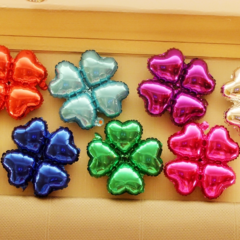 Wedding Wedding Celebration Supplies Event Opening Arranged Arch columns heart-shaped four-leaf straw aluminum film Balloon Four Wheels Aluminum Foil Balloon