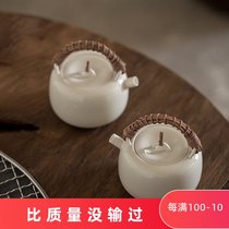 Hui tea rice milk white lifting beam pot kung fu tea set household ceramic simple water storage type dry bubble plate tea cup teapot