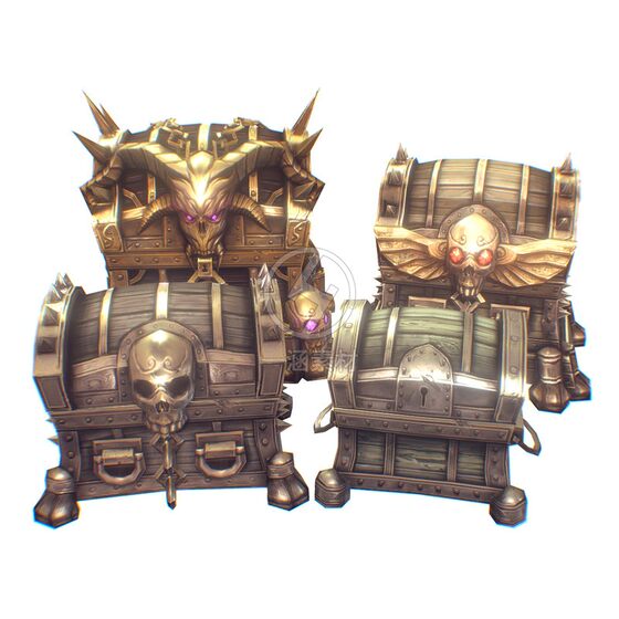 Unity3D Hand-Drawn Treasure Chest Model with Animation and Internal Gold Coins Treasure Chest Set