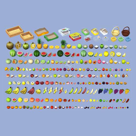 Unity3D Fruit Collection Gift Box Fruit Basket Supermarket Store Model Food Fruit Market 2.0