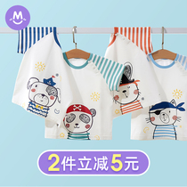 Boys Spring Autumn Short Sleeve T-shirt Pure Cotton Summer 2022 Children's Thin Top Baby Summer Clothes Baby Girls Western Style