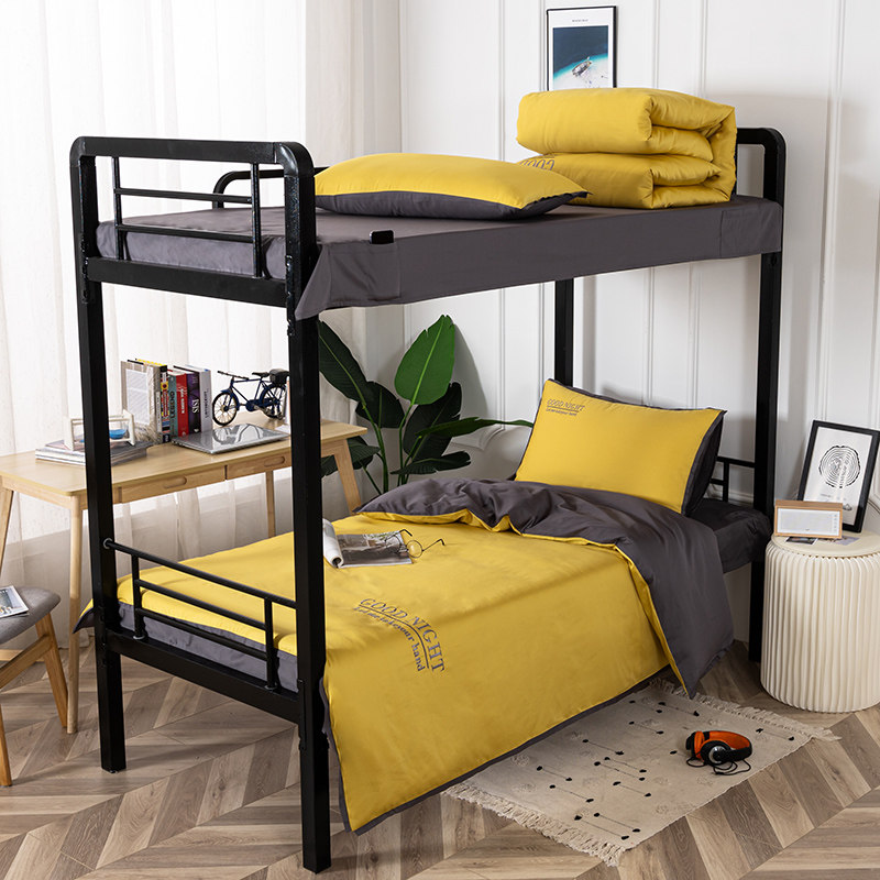 60 pure cotton satin noble school plush cotton cotton single quilt cover Single student dormitory bed three-piece set