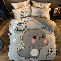 Thickened coral velvet four-piece double-sided flannel sheets quilt cover winter Falaisle bed crystal velvet three-piece set