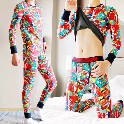 Chao brand hot clothes men's suits plus velvet thick autumn clothes sanitary pants youth trend personality winter students base