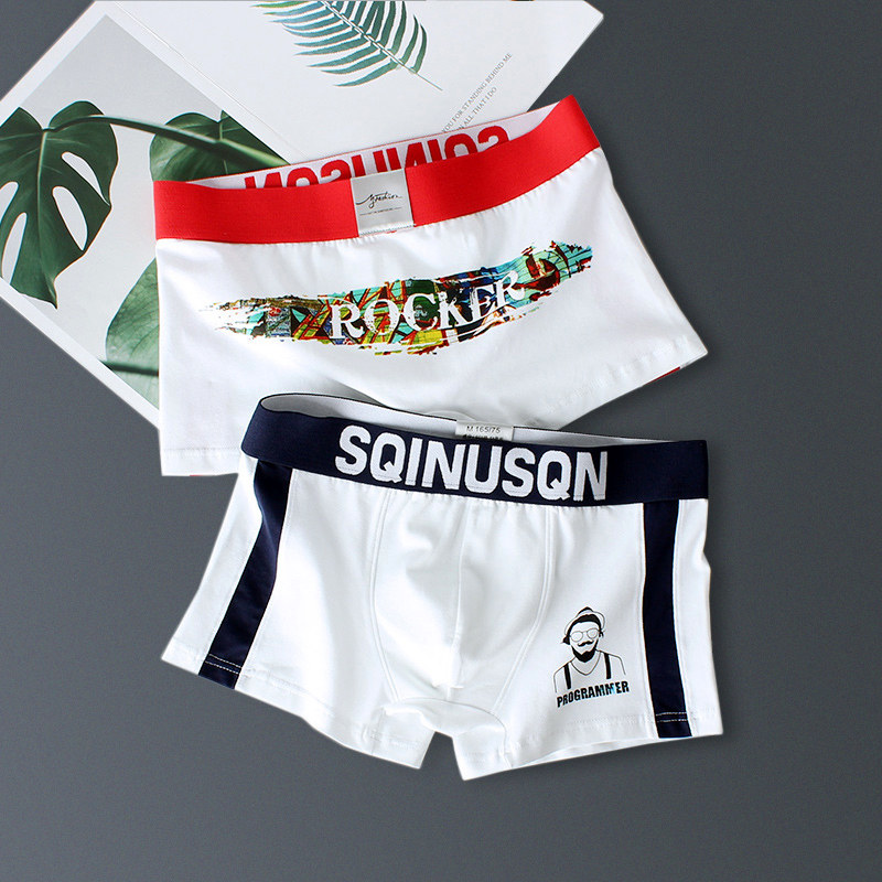 Tide Card Cotton Men Underpants Four-corner Pants Summer Breathable Personality Trend Summer Guys Shorts Four-corner Pants Head