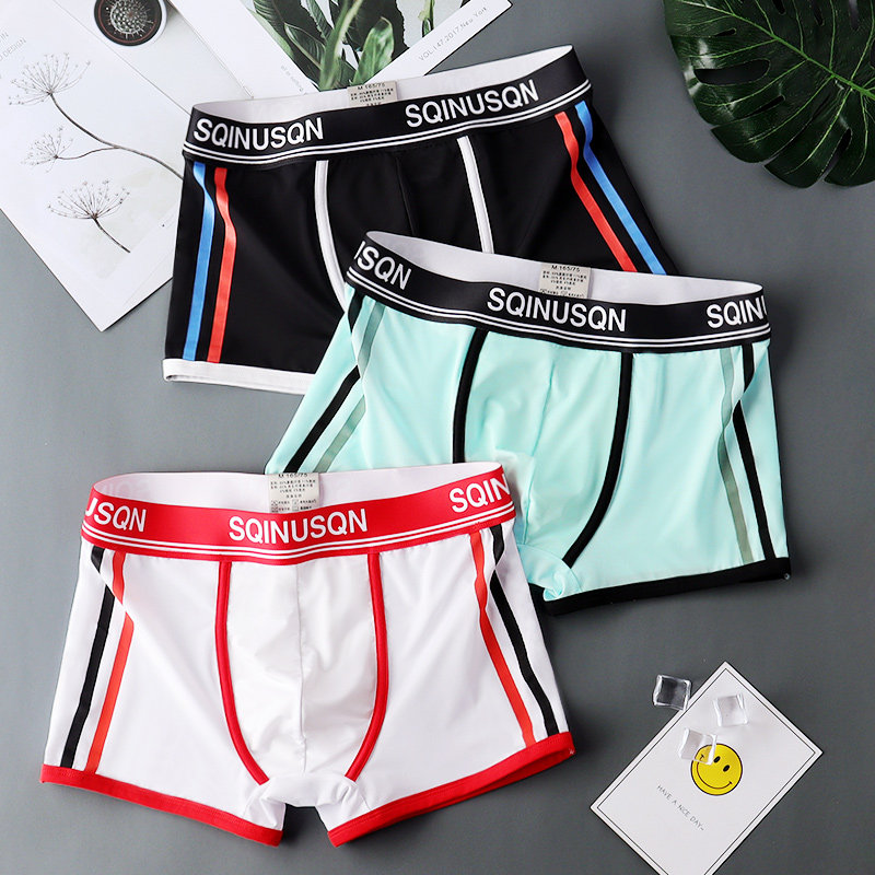 New personality Men's underwear Men's flat corner pants Breathable Summer Four Corners Light Thin Ice Silk Safety Pants Shorts Boys Pants