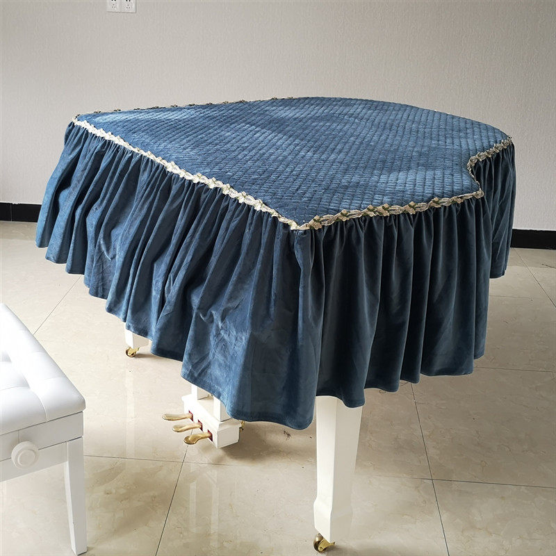 QiYan simple modern blue embossed cotton velvet grand piano cover piano cover piano cover dust cover piano cover