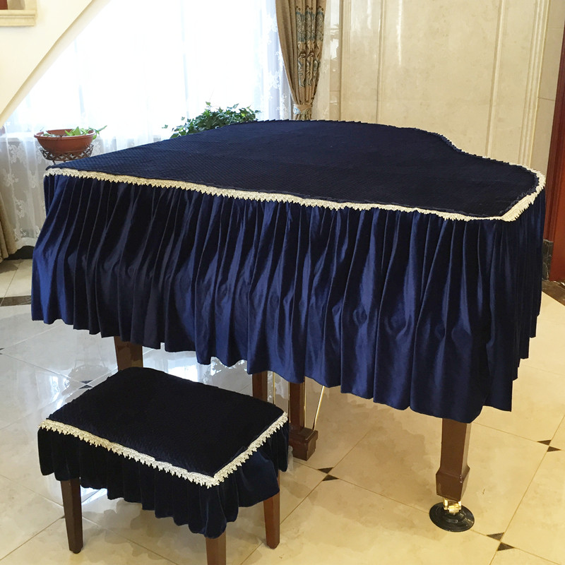 Enlightening clip cotton thickened Korean suede triangular piano cover soft and breathable gold velvet piano full hood anti-dust piano cover