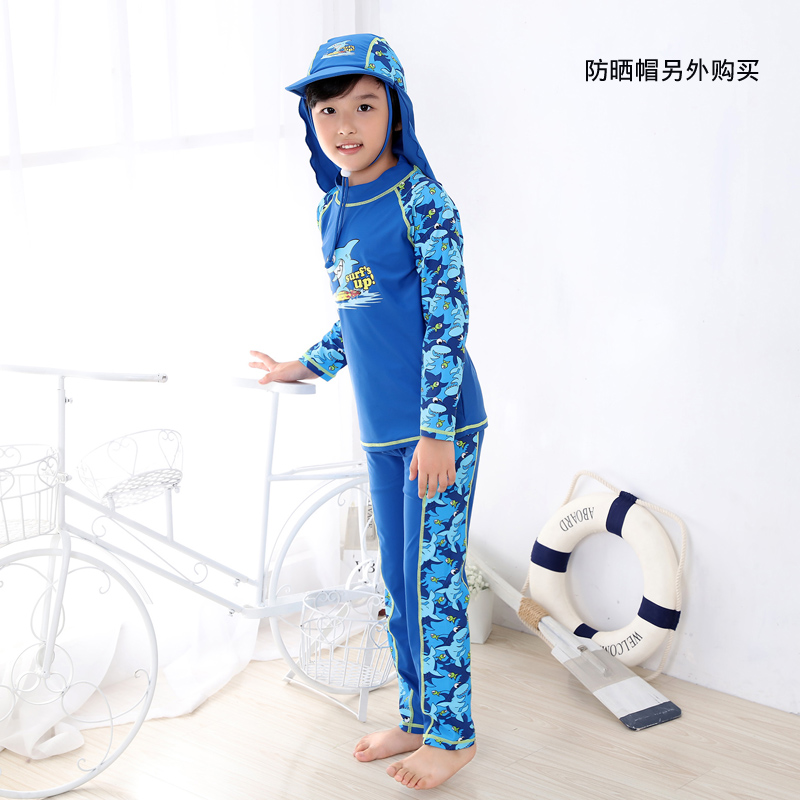 Đồ bơi trẻ em nam chia đôi kem chống nắng đồ bơi nam lớn trai dài tay quần dài mùa xuân lướt sóng đồ bơi học sinh - Bộ đồ bơi của Kid đồ nàng tiên cá cho be gái