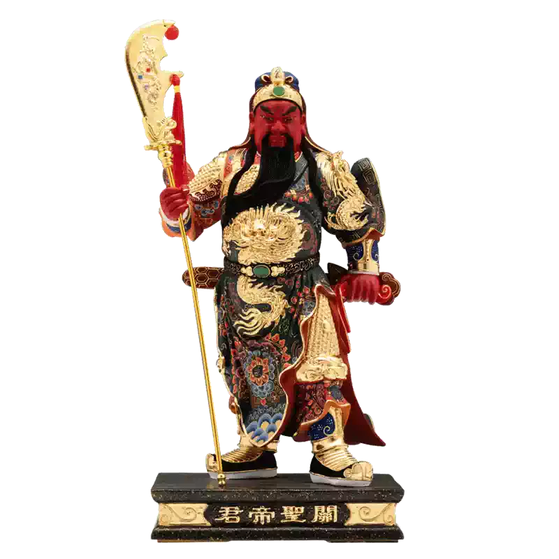 手工香樟木关帝神像19寸武财神木雕站像家用新中式关公雕像-Taobao-Tmall