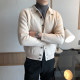 Spring and autumn pure color prismatic plaid sweater jacket Korean version retro lapel long-sleeved knitted cardigan men