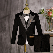 Boys black suit childrens British style catwalk small suit eldest childs flower girl hosting piano performance outfit