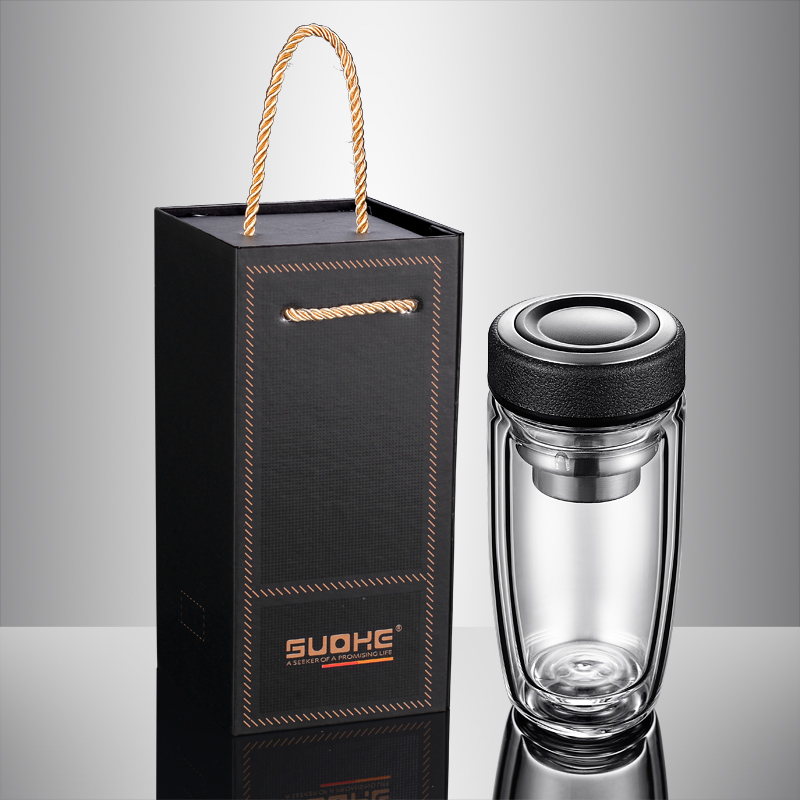 Soh double-layer glass thickened high-grade transparent tea cup men's and women's water cup insulation household filter gift custom