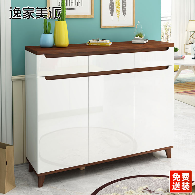 Nordic shoe cabinet Simple modern household solid wood legs Living room foyer cabinet Entrance cabinet Multi-functional door balcony cabinet