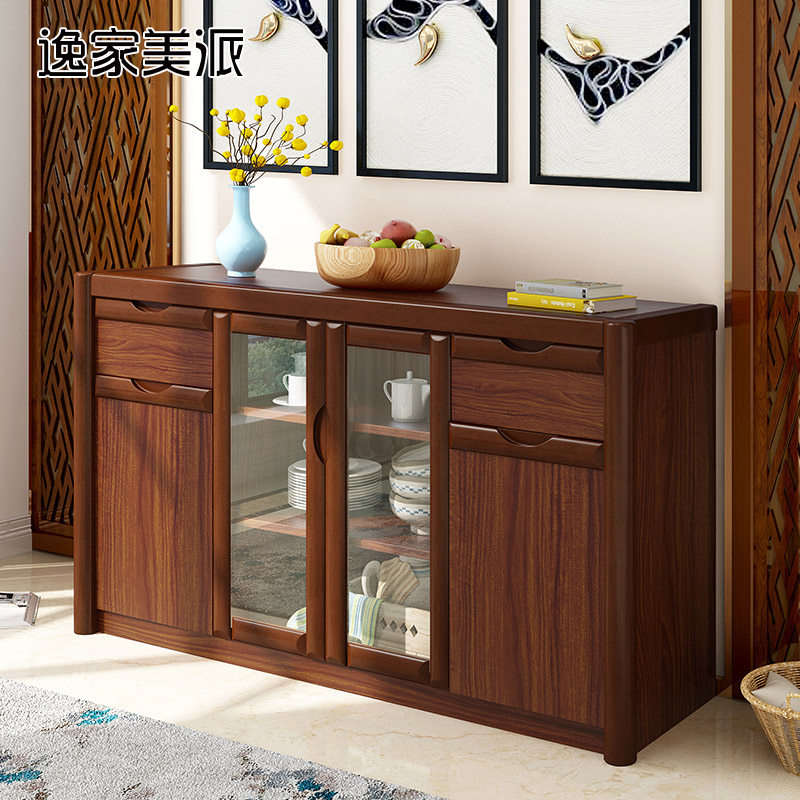 New Chinese dining cabinet Wine cabinet Modern solid wood color multi-functional living room kitchen cabinet Tea cabinet Bowl cabinet Storage side cabinet