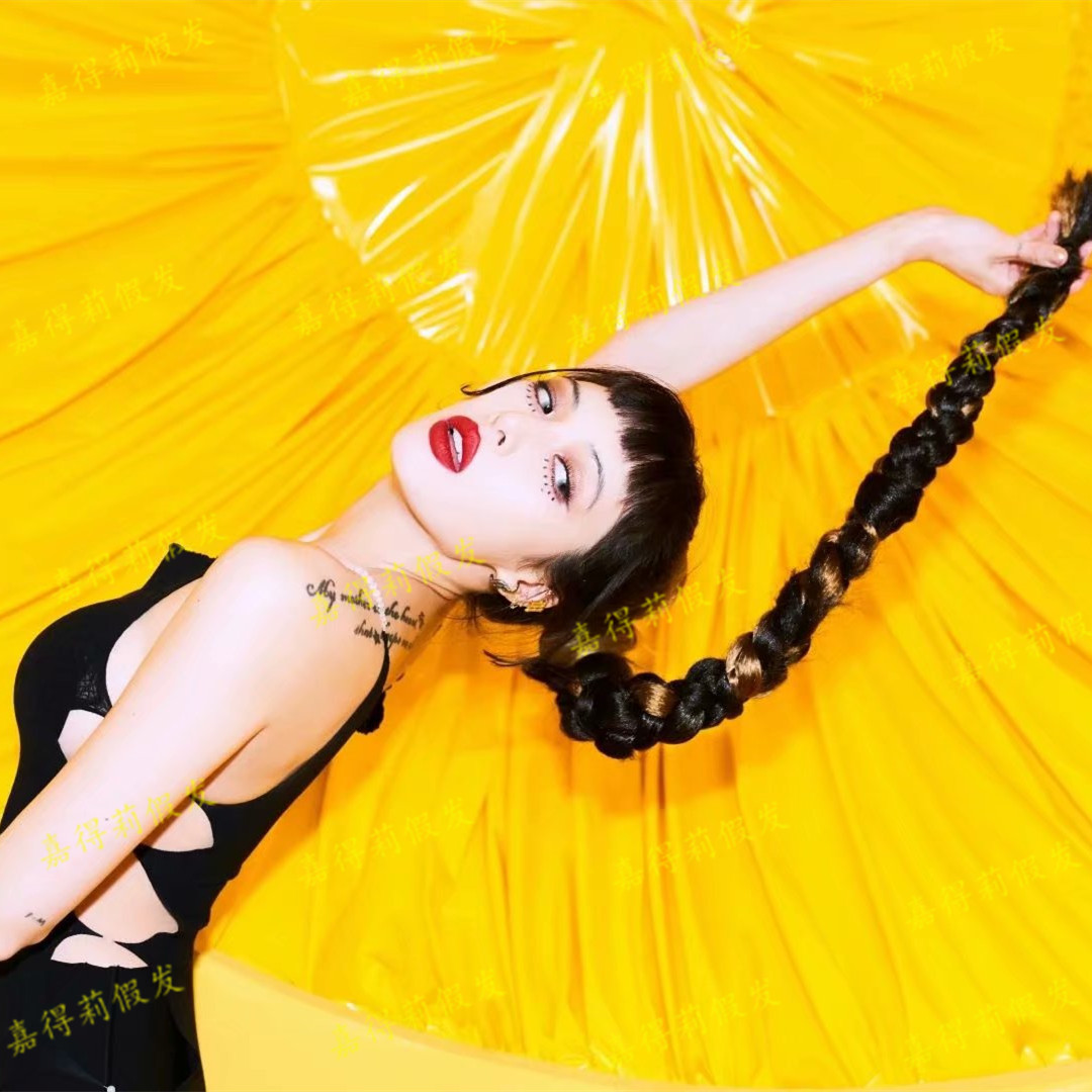 The Elegant and Elegant Twist Colored Braid Colored Braid Ponytail Wig Long Braid Sucking Powder God's Photographic Performance-Taobao