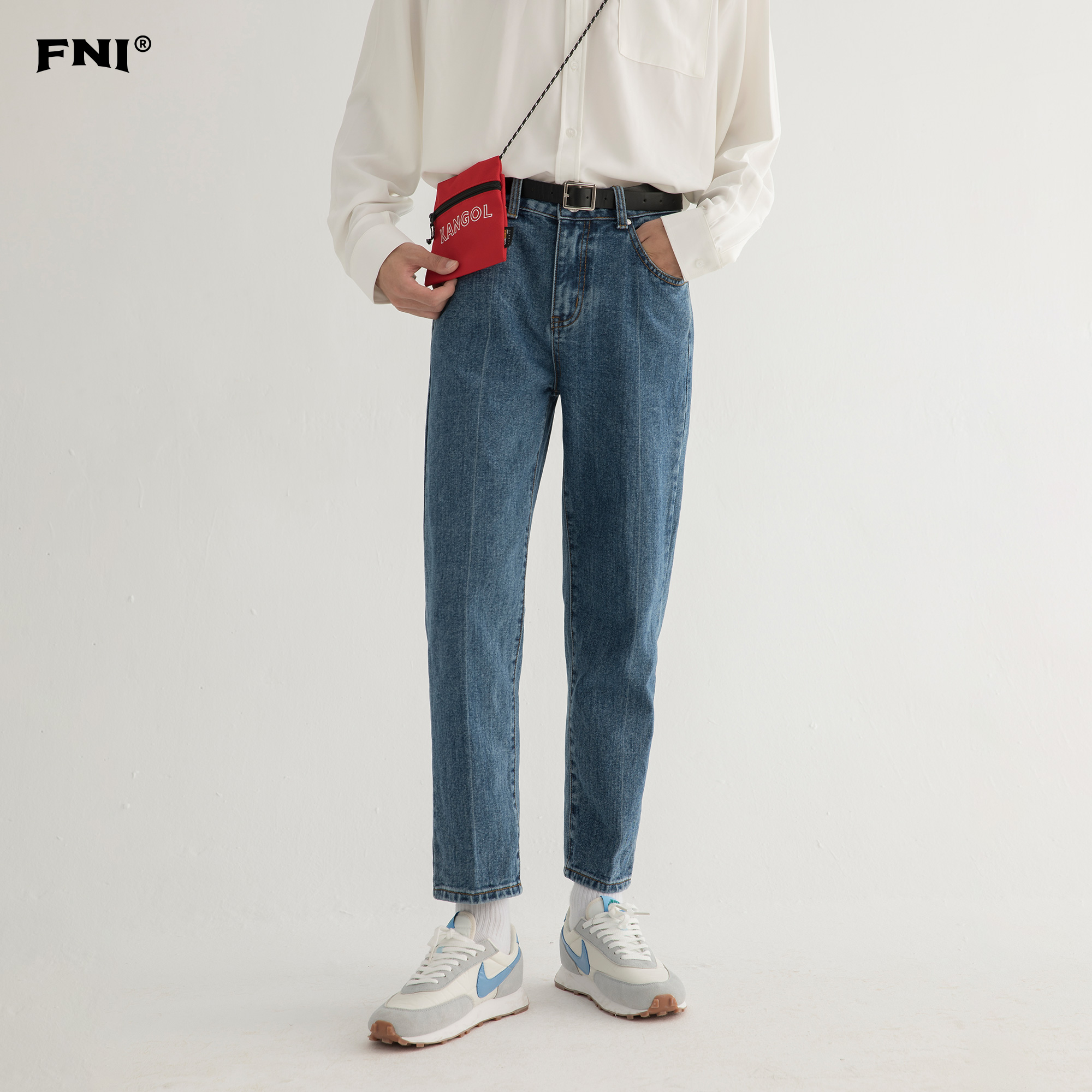 Great Lai FNI Senior retro jeans Men's straight cylinder loose fall men's tapered 90% pants casual pants