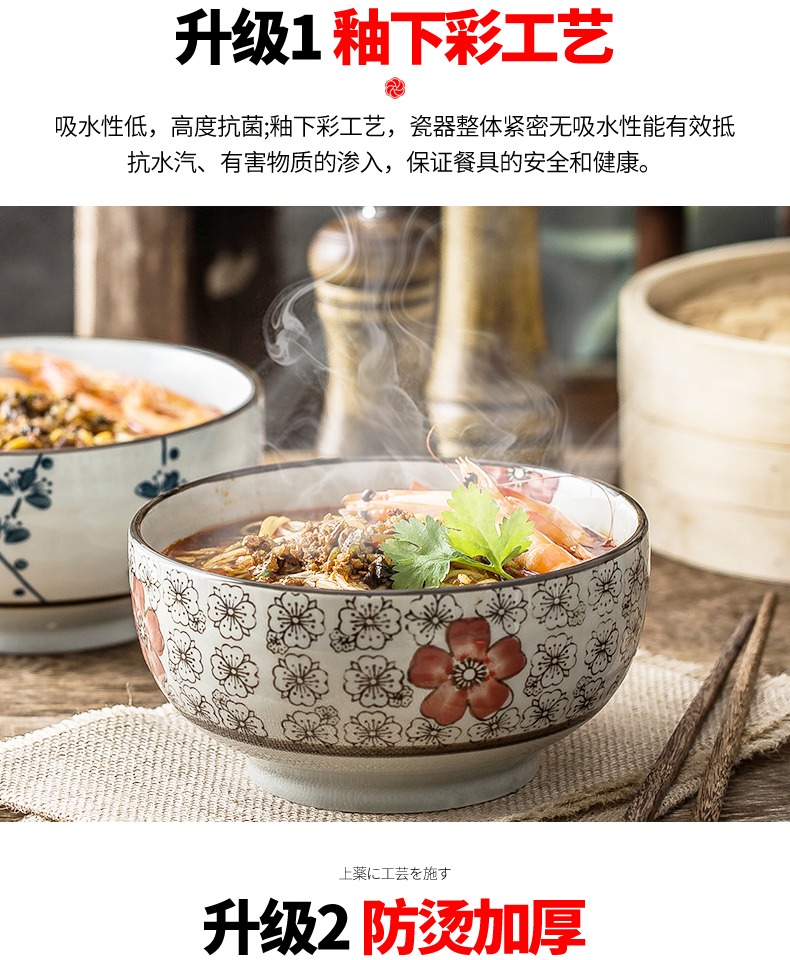 Phở Nhật 6 bát phở 7 inch Bộ đồ ăn bằng gốm lớn bát lớn bát lớn bát ăn liền - Đồ ăn tối dĩa inox