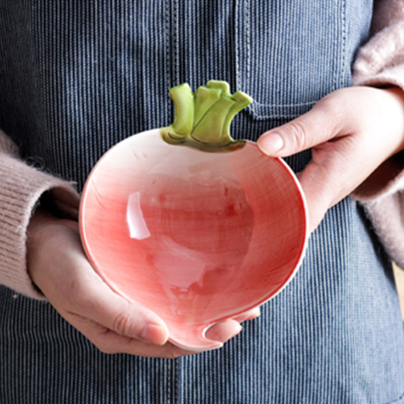 Japanese creative vegetable bowl network under red glaze color good - & use a single ceramic tableware dessert bowl of fruit salad bowl