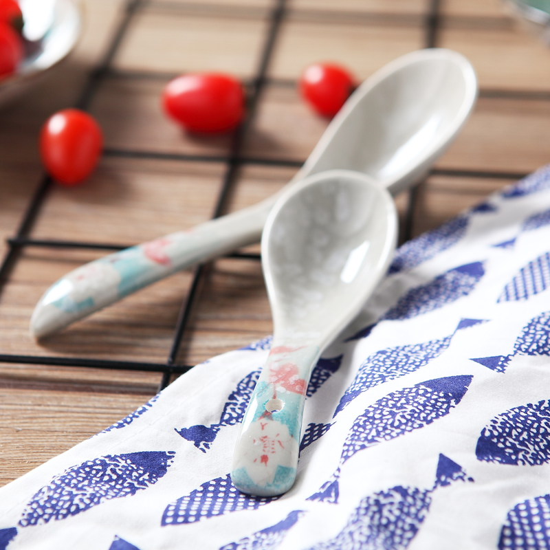 Under the glaze color Japanese - style tableware hand - made ceramic spoon, spoon, spoon, spoon, spoon, small spoon, ladle