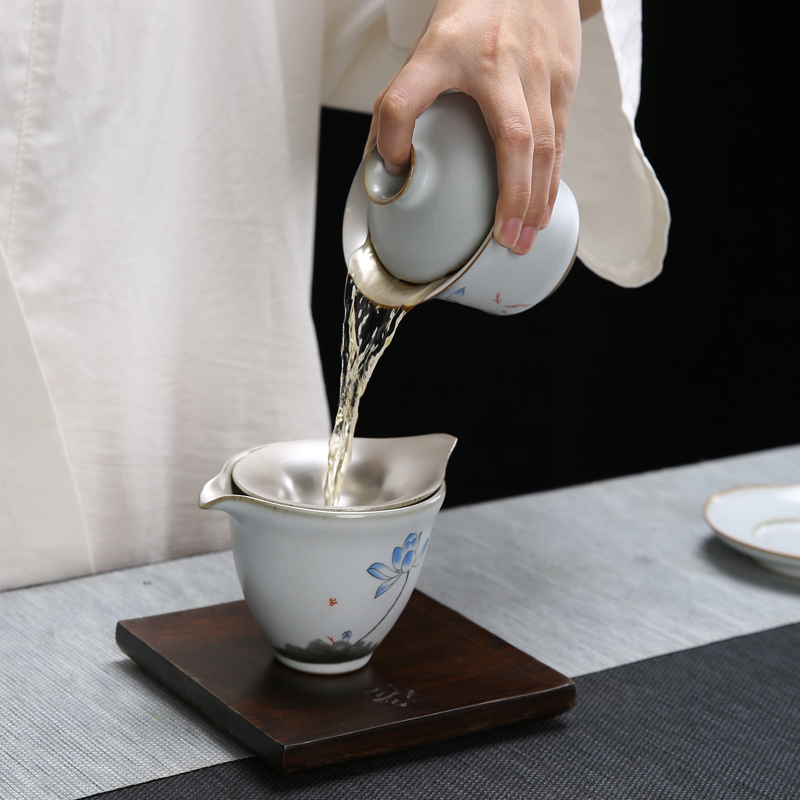 Beauty cabinet coppering. As silver kung fu tea set household ceramics by hand your up tea pot lid bowl silver cup gift pack