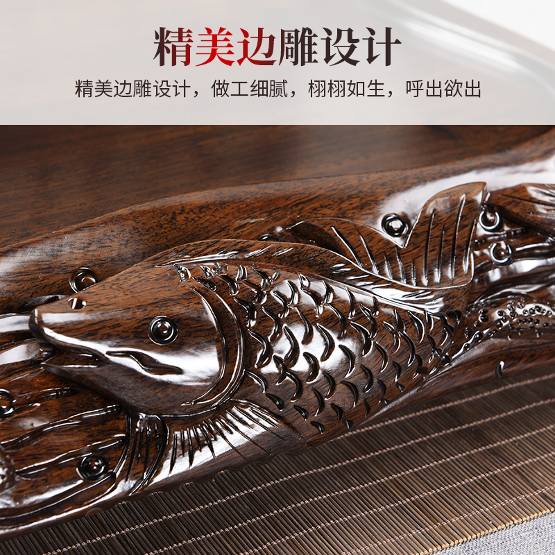 Beauty cabinet blocks side by hand carved ebony wood tea tray ceramic purple sand tea set household contracted tea tea table