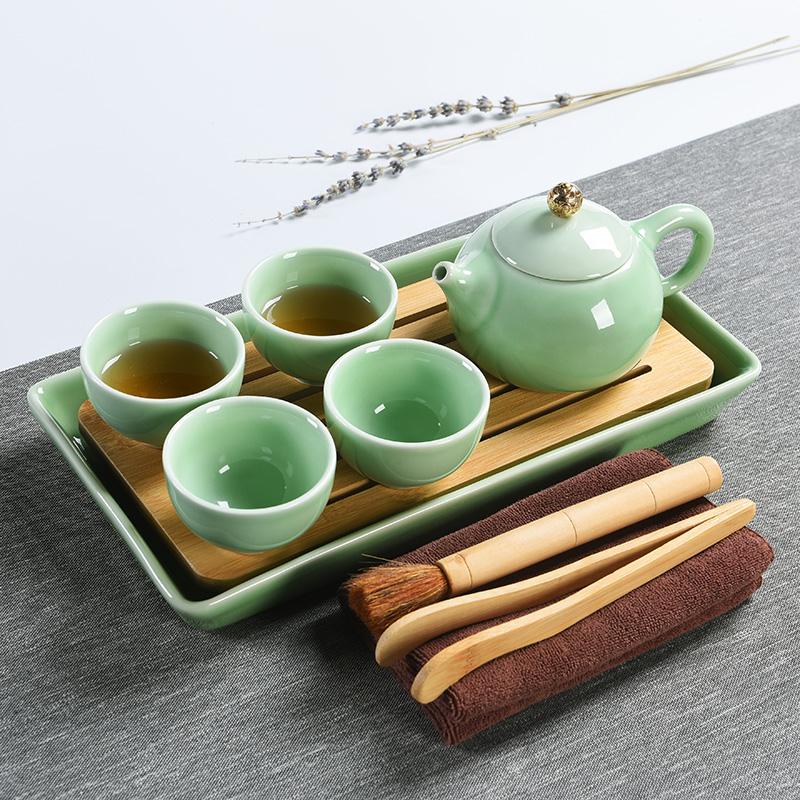 Beauty cabinet contracted celadon kung fu tea sets of household ceramic teapot teacup side small dry tea tea tray