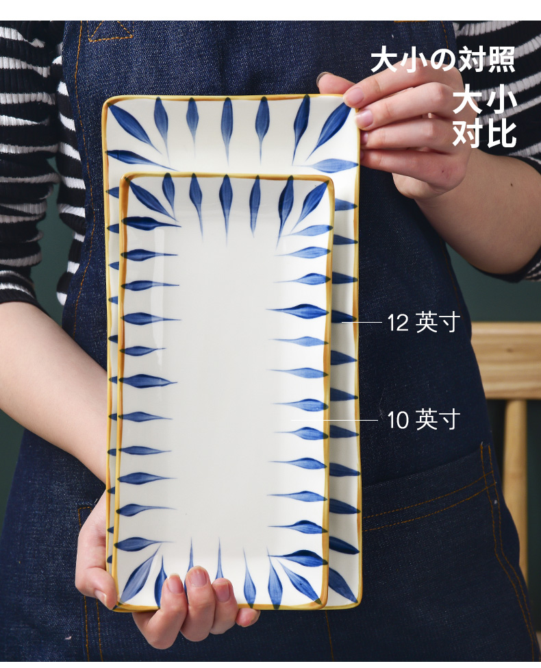 Chinese network red Japanese sushi ceramic plate plate plate household food dish fish dish dish tray rectangle tableware