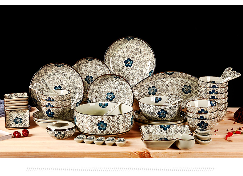 The dishes suit household jingdezhen ceramics from Japanese under The glaze color bowl chopsticks dinner suit to use of The composite plate