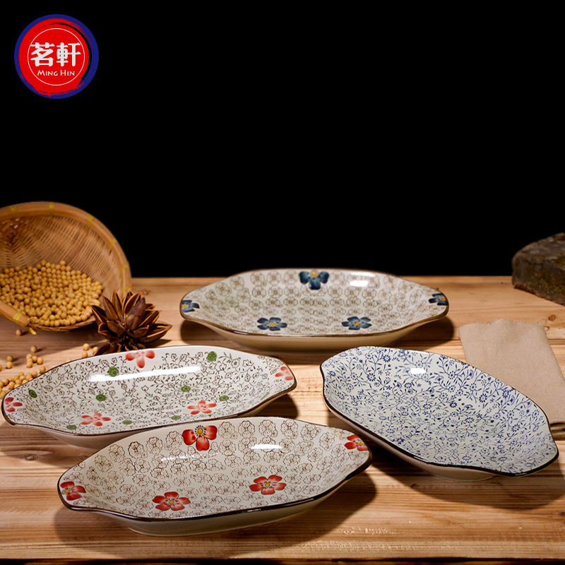 Ling Ming xuan chashe hand - made Japanese ceramics glaze color 12 inches under the big ears fish dish dish dish