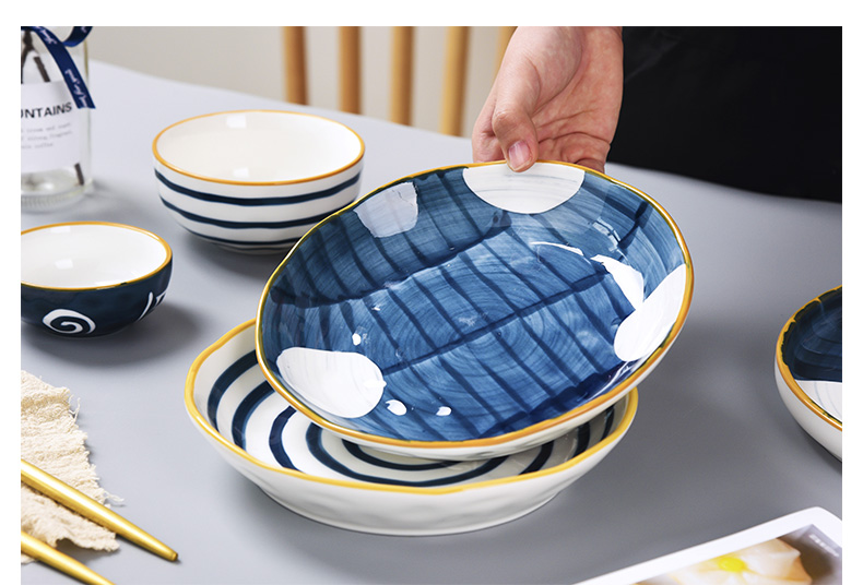 Creative web celebrity ceramic plate household food dish bowl plate tableware Nordic steak Japanese tableware a single plate