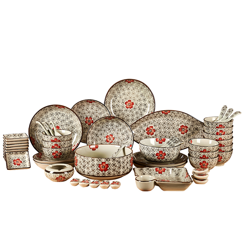 The dishes suit household jingdezhen ceramics from Japanese under The glaze color bowl chopsticks dinner suit to use of The composite plate