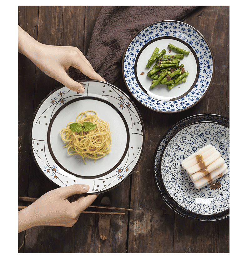 Japanese under the glaze color tableware ceramics steak plate plate hotel creative west dish dish with fish dish dish meals