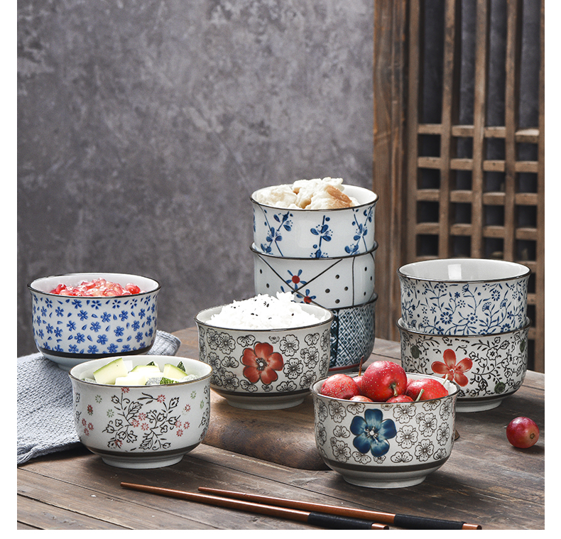 The use of a single meal jingdezhen Japanese under the glaze made pottery bowls tableware suit millet rice Bowl Bowl soup Bowl