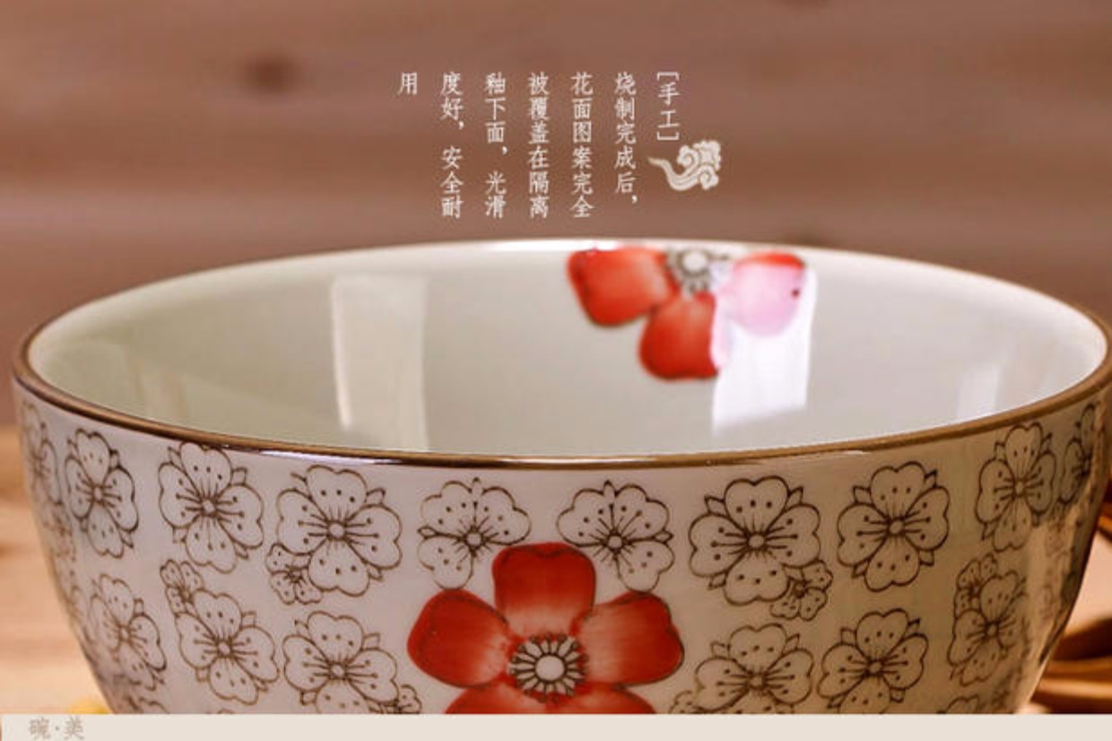 Jingdezhen mì ăn liền bát lớn bát bát ramen bát salad salad phong cách Nhật Bản bộ đồ ăn gốm 6 inch bát mì tô ăn cơm