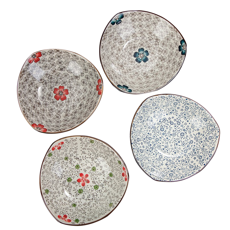 Japanese ceramic plate creative dishes FanPan fruit bowl soup plate under the glaze color hand - made plate