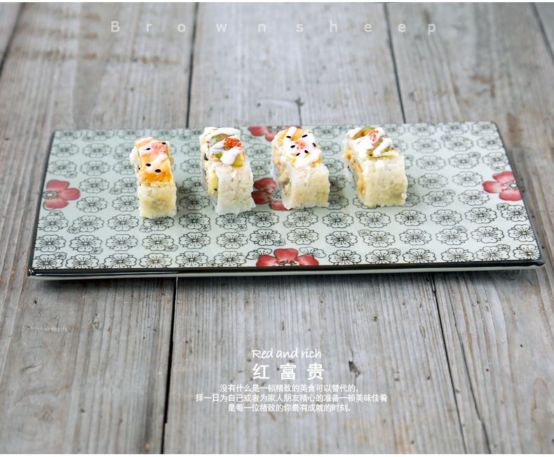 Ling Ming hin western Japanese ceramic plate with rectangular plates plate cake dessert plate sushi plate