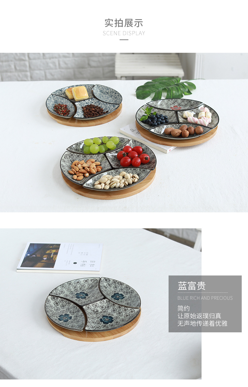 Creative household ceramic plate of fruit platter move compote means' lads' Mags' including nuts, snack plate cold dish plate ceramic disc